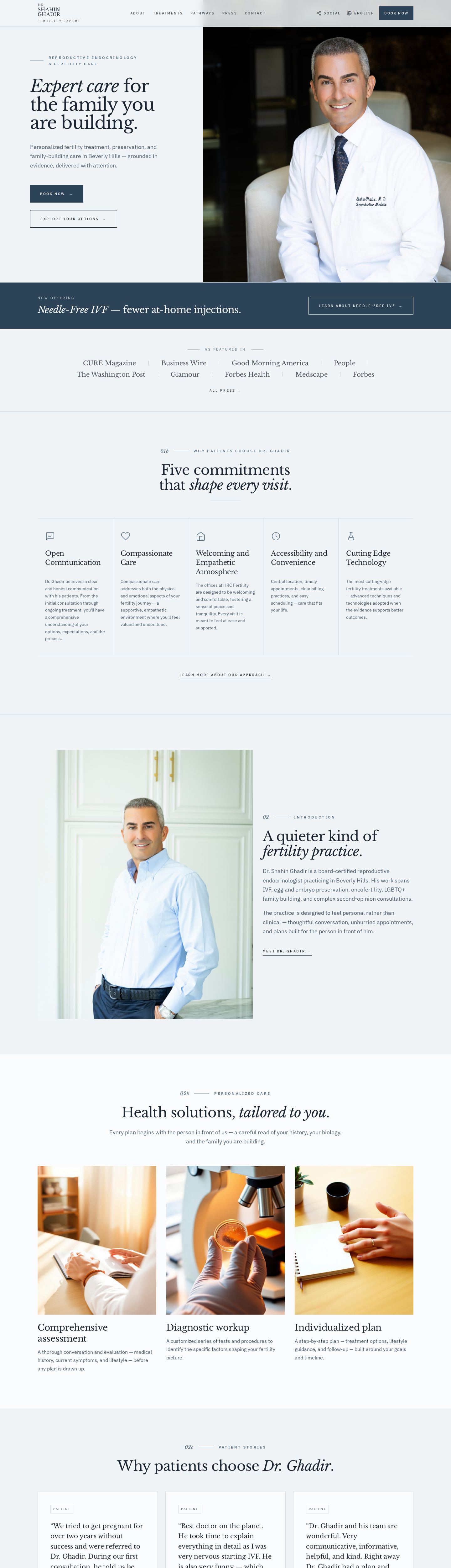 Dr. Shahin Ghadir website, full page